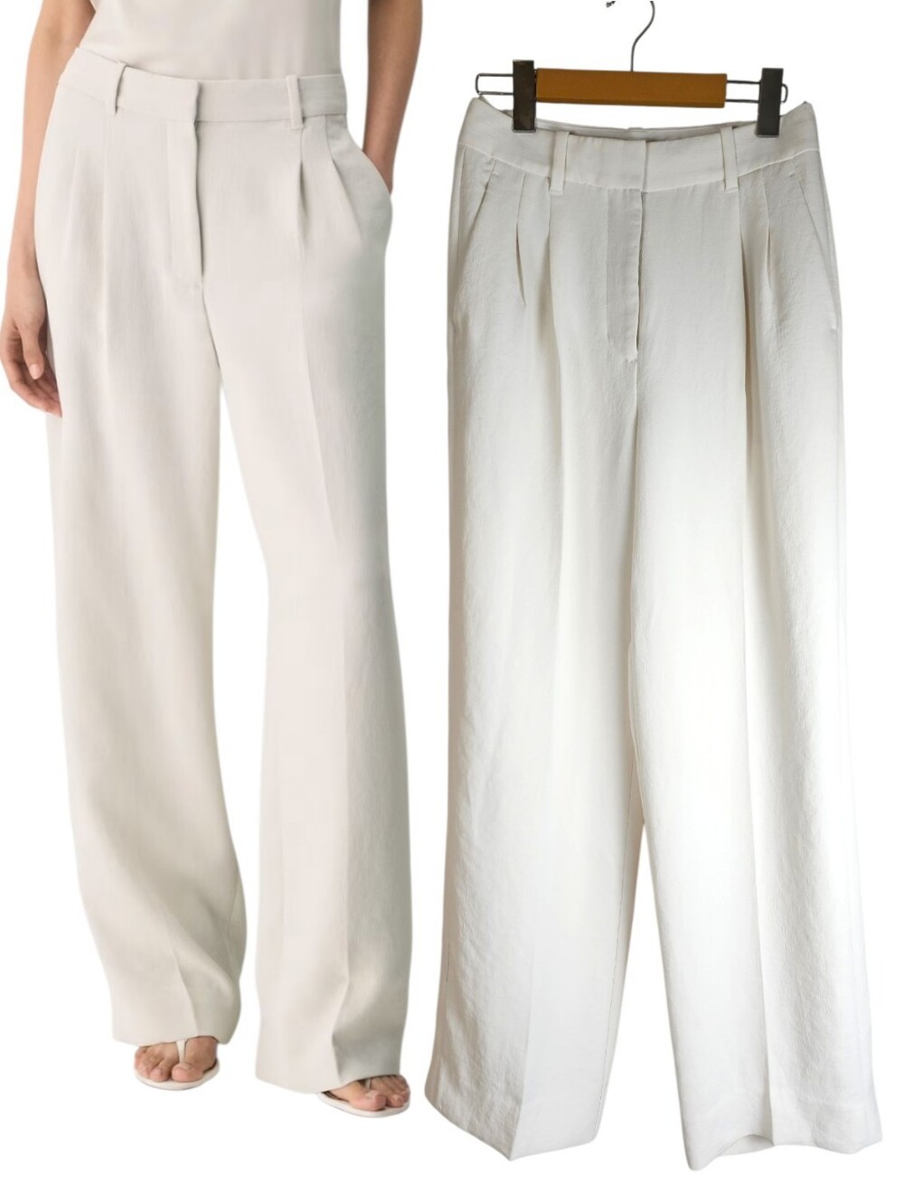 Aritzia Women's Wilfred Effortless Crepette Wide Leg Pleated Pants White Size 2